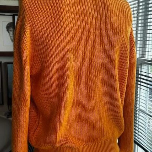 LONG SLEEVE COTTON BLEND KNITTED SWEATER -APRICOT/ORANGE -SZE M-M - Picture 2 of 8